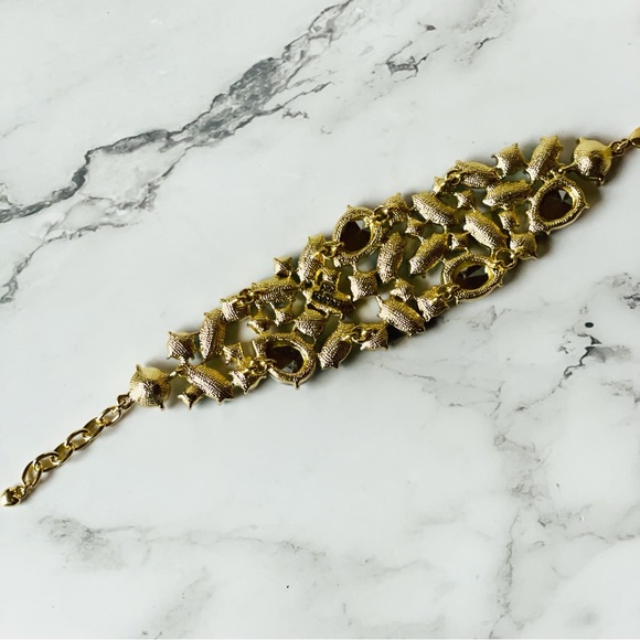 Vintage Arnold Scaasi CN Rhinestone Glass Statement Bracelet - Picture 6 of 7